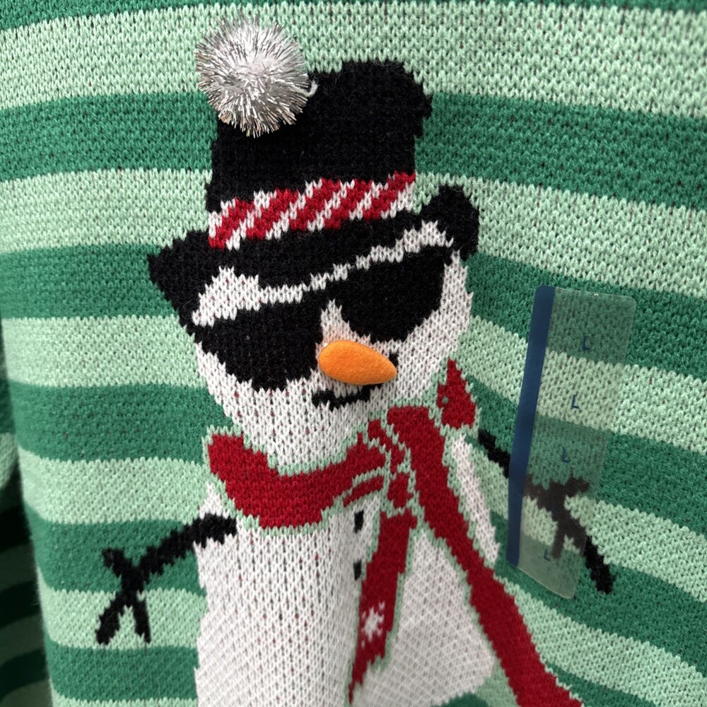 33° Degrees Christmas Holiday Ugly Sweater Snowman Green Women’s Size Large - Picture 2 of 4